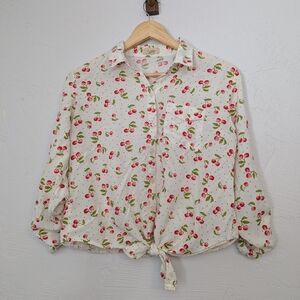 4 FOR $24 Cherry Print Polkadot Button-Up Blouse Cute Coquette Rockabilly Girly
